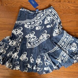 RAJ Jester Skull Silk Skirt ~ NWT ~ Free sz